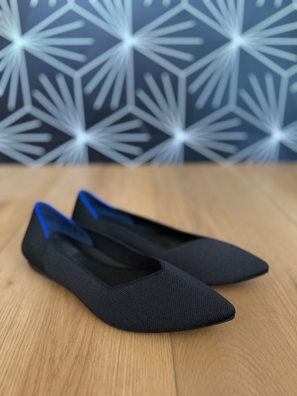 Rothy’s The Point Black Pointed-Toe Knit Flats
